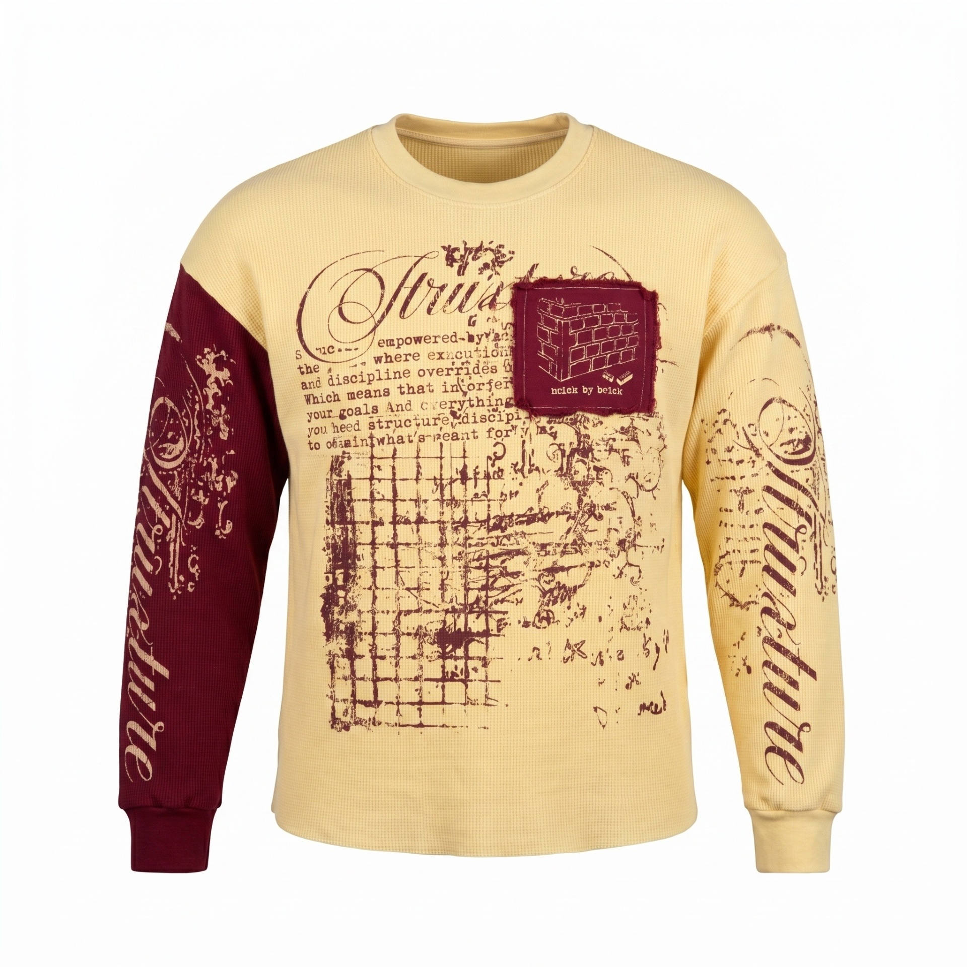 Patch Work Thermal — Creme / Burgundy